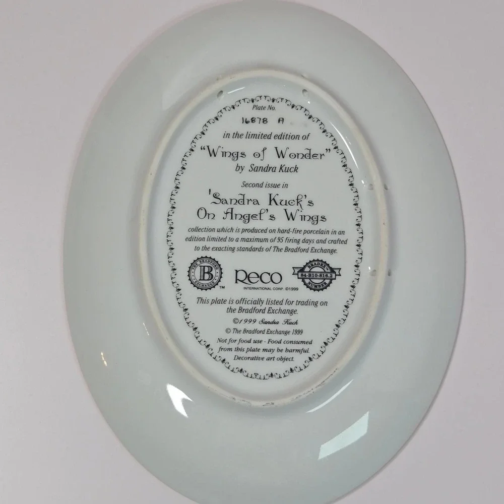 Bradford Exchange Wings of Wonder Collector Plate Sandra Kuck Blue Gold Oval 8.5
